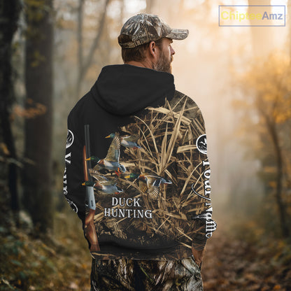 Camouflage Duck Hunting Custom Name 3D All Over Printing Shirts, Duck Hunting Gifts NBT159