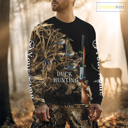 Camouflage Duck Hunting Custom Name 3D All Over Printing Shirts, Duck Hunting Gifts NBT159