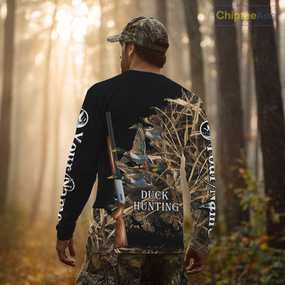 Camouflage Duck Hunting Custom Name 3D All Over Printing Shirts, Duck Hunting Gifts NBT159
