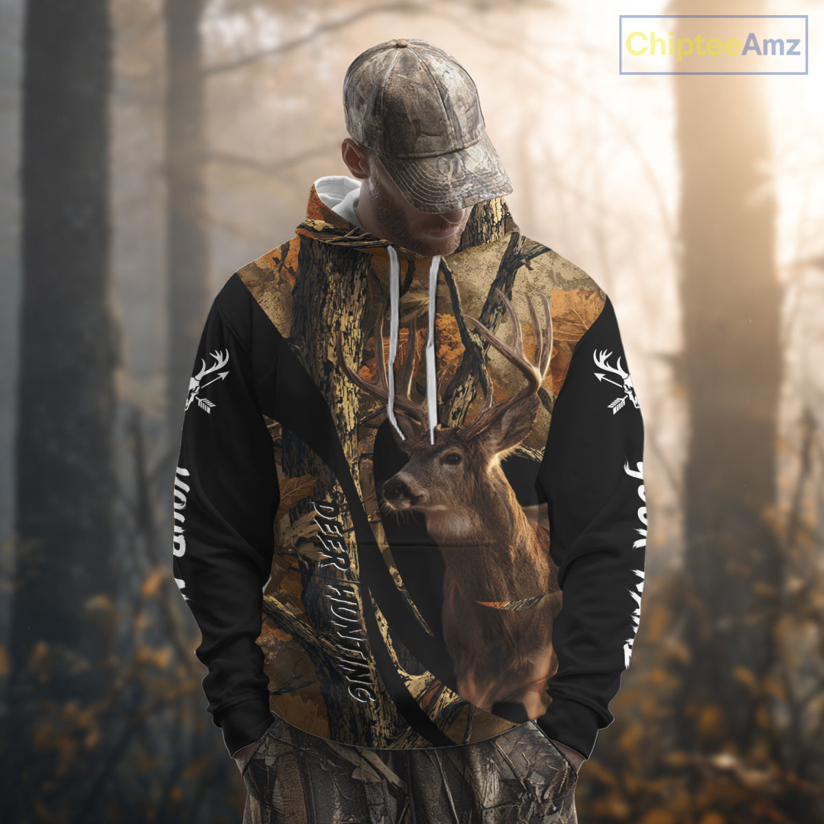 Whitetail Deer Hunting Shirt Custom Name Fall Camo, Season Deer Hunting Clothes For Men NBT252