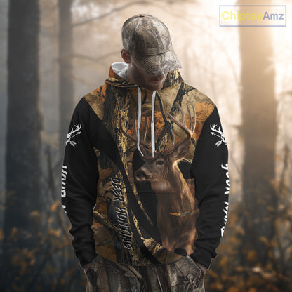Whitetail Deer Hunting Shirt Custom Name Fall Camo, Season Deer Hunting Clothes For Men NBT252