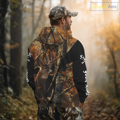 Whitetail Deer Hunting Shirt Custom Name Fall Camo, Season Deer Hunting Clothes For Men NBT252