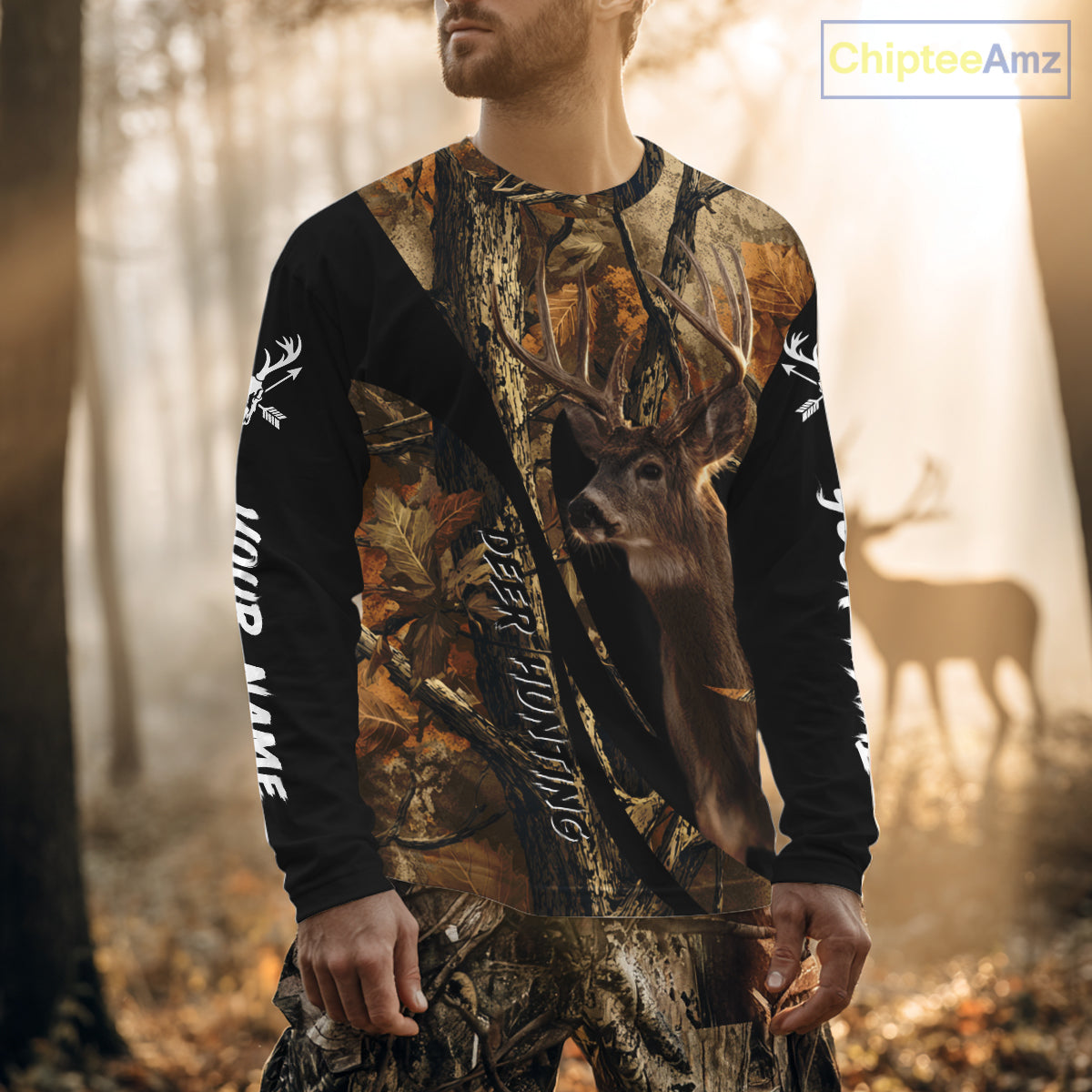 Whitetail Deer Hunting Shirt Custom Name Fall Camo, Season Deer Hunting Clothes For Men NBT252
