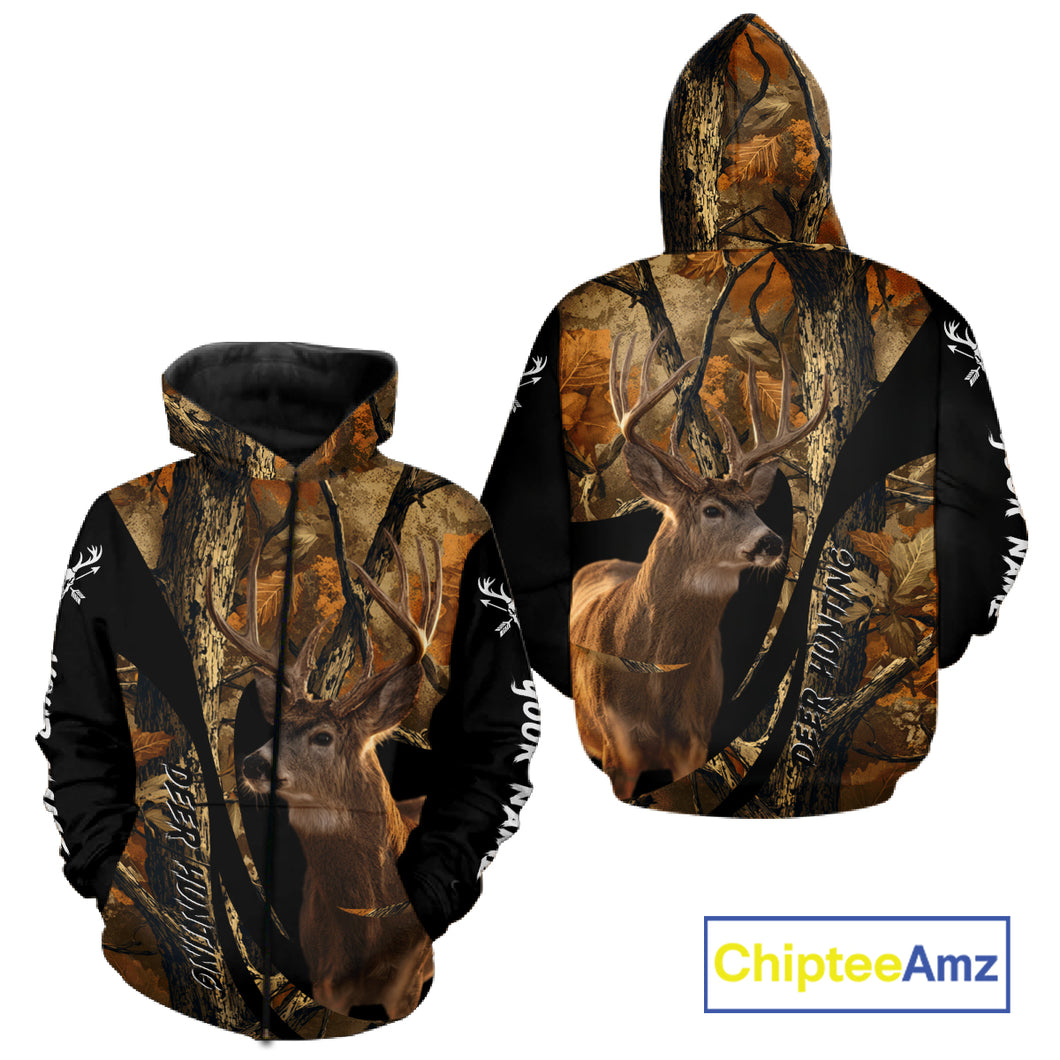 Whitetail Deer Hunting Shirt Custom Name Fall Camo, Season Deer Hunting Clothes For Men NBT252