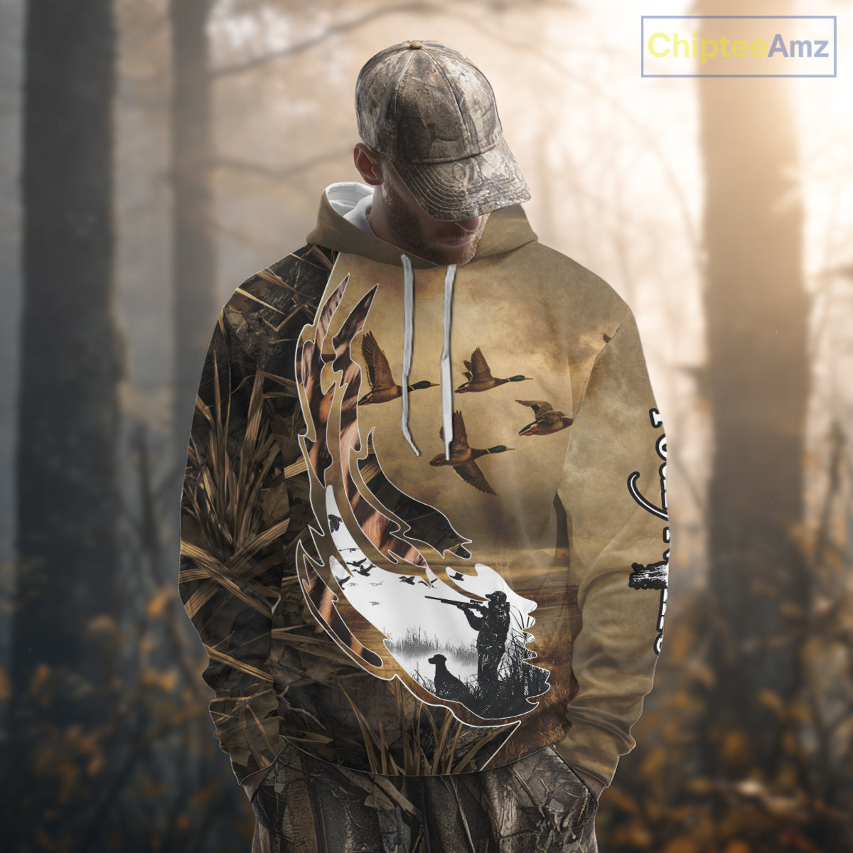 Duck Hunting Brown Grass Camo 3D All Over Printing Custom Name Shirts, Duck Hunting Gifts NBT168