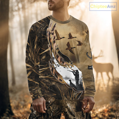 Duck Hunting Brown Grass Camo 3D All Over Printing Custom Name Shirts, Duck Hunting Gifts NBT168