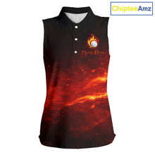Load image into Gallery viewer, Womens Sleeveless Golf Polo Shirts Golf Ball Fire Custom Name, Golf Shirts For Women, Ladies Golf Top NBT548
