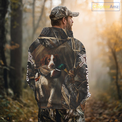 Brittany Dog Mallard Duck Hunting 3D Custom Name Shirts for Men, Hunting Gifts for Hunters NBT254