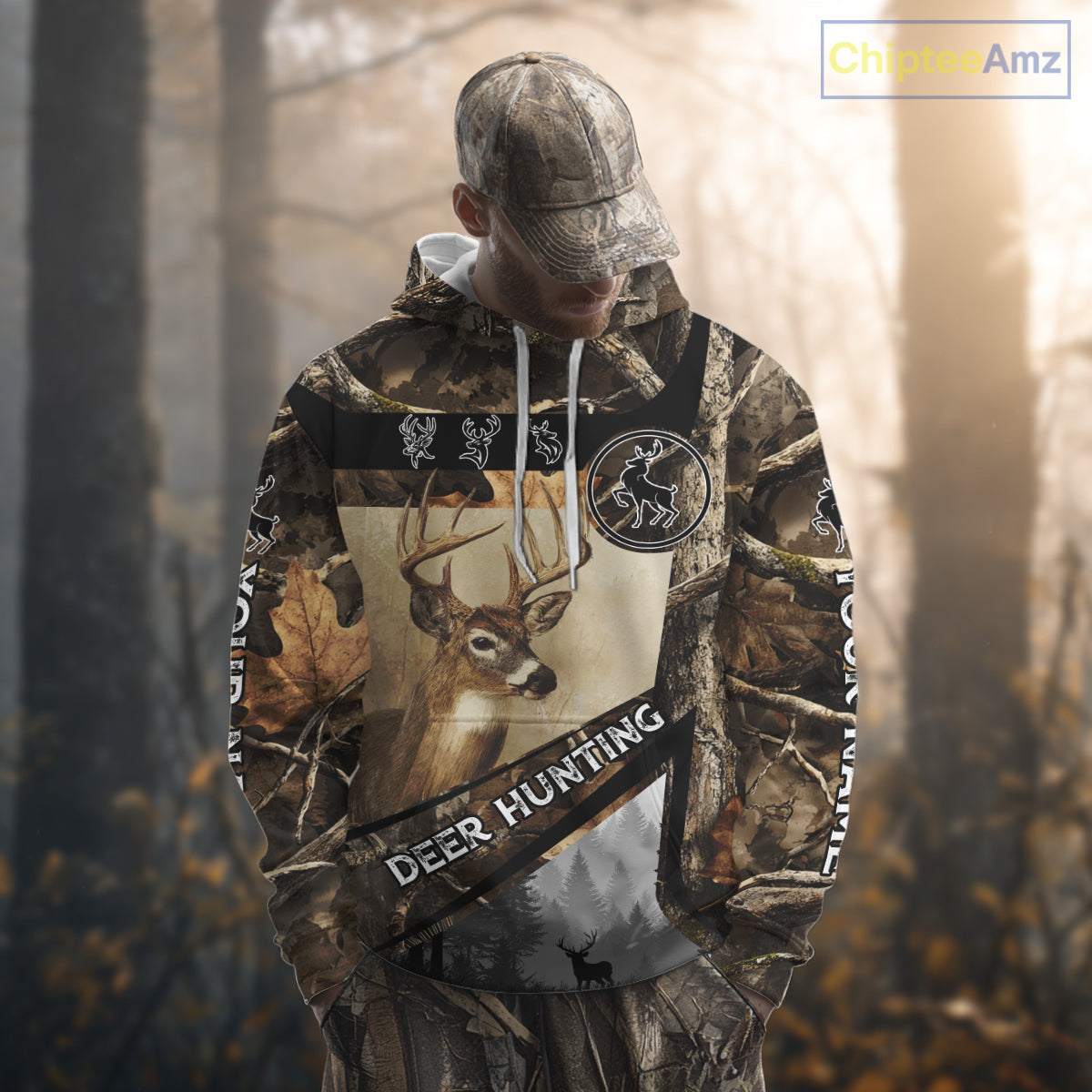 Beautiful Whitetail Deer Hunting Forest Camo 3D Custom Name Shirts for Men, Deer Hunting Gifts NBT259