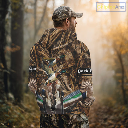 Personalized Mallard Duck Hunting Camo 3D All Over Print Custom Name Shirts, Hunting Gifts NBT181