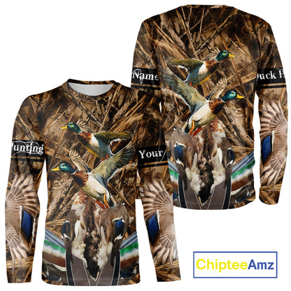 Personalized Mallard Duck Hunting Camo 3D All Over Print Custom Name Shirts, Hunting Gifts NBT181