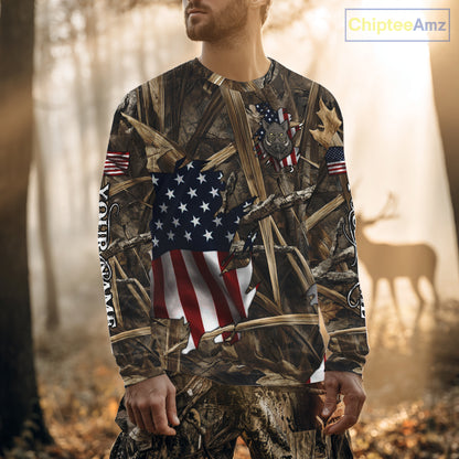 American Flag Boar Camo Hunting Shirt, Best Hunting Clothes for Boar Hunting Season NBT185