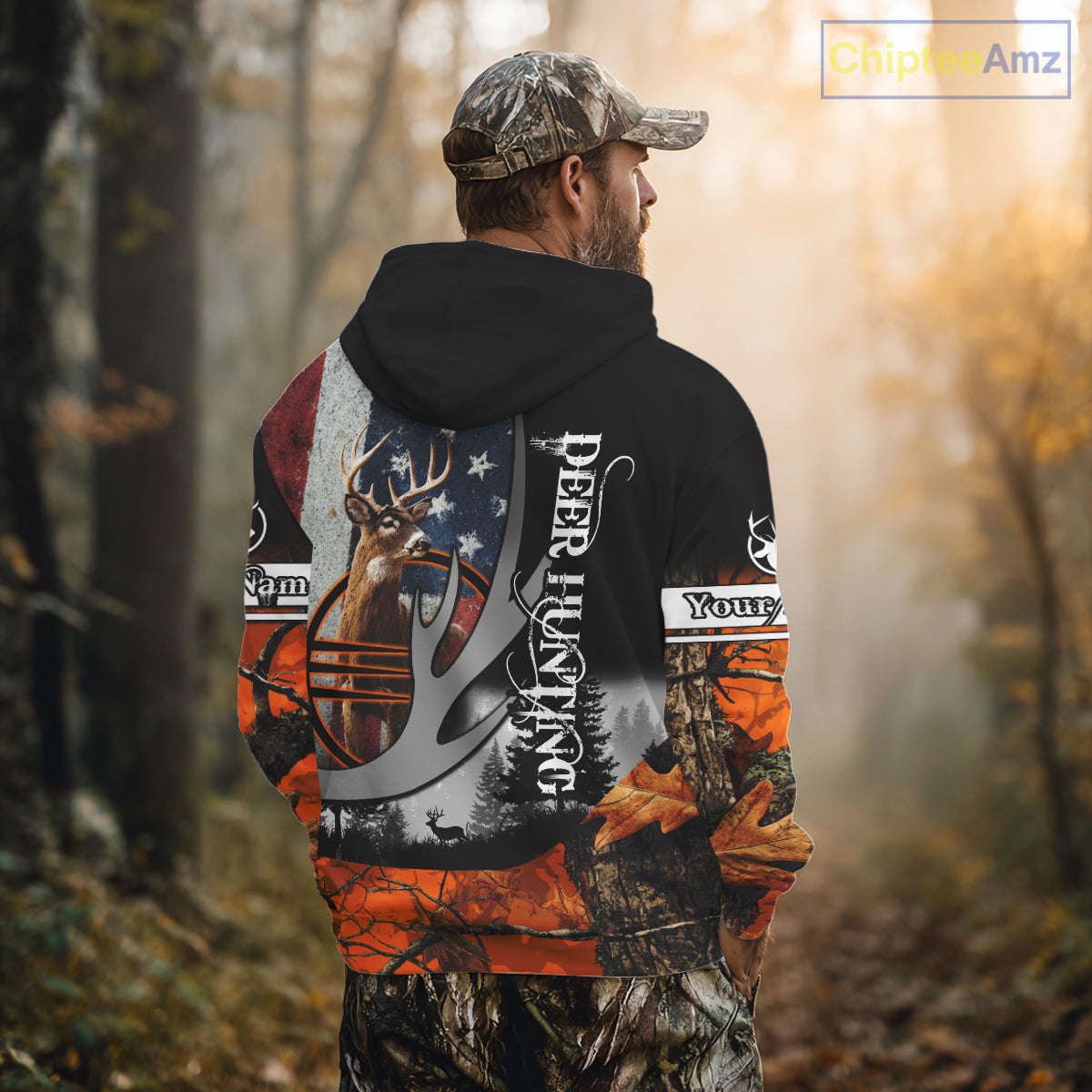 Whitetail Deer Hunting Shirt Custom Name Orange Camo, Deer Hunting Clothes For Men NBT268
