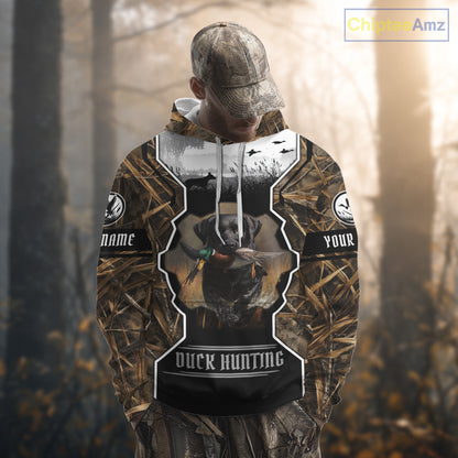Custom Mallard Duck Black Lab Retriever Hunting Camo 3D Printed Custom Name Shirts NBT189