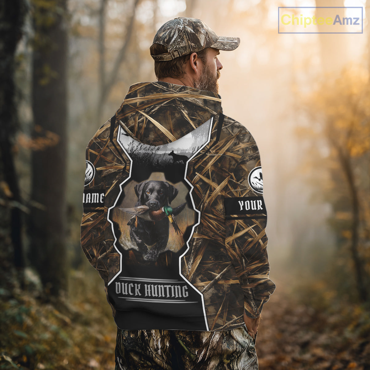 Custom Mallard Duck Black Lab Retriever Hunting Camo 3D Printed Custom Name Shirts NBT189
