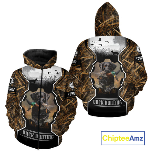Custom Mallard Duck Black Lab Retriever Hunting Camo 3D Printed Custom Name Shirts NBT189