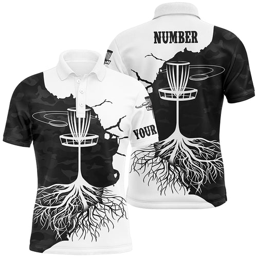 Black Camo Mens Disc Golf Polo Shirt Custom Black White Disc Golf Shirts For Men Disc Golf Gifts LDT1035