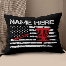 Load image into Gallery viewer, Retro American Flag Disc Golf Pasket Custom Pillow Personalized Disc Golf Gifts LDT1227