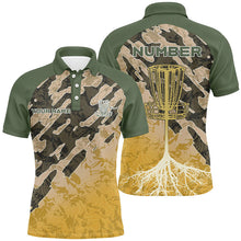 Load image into Gallery viewer, Customized Disc Golf Camo Forest Tribal Green Yellow Mens Golf Polo Shirt Disc Golf Gifts For Men LDT0842