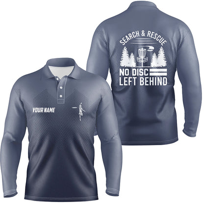 Search & Rescue Navy Blue Geometric Mens Disc Golf Polo Shirts Cool Disc Golf Shirts For Men LDT1069