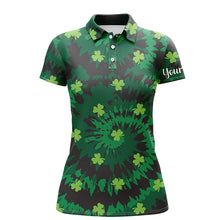 Load image into Gallery viewer, Tie Dye Womens Golf Polo Shirt Green Clover St Patrick Day Custom Golf Shirts Golfing Gifts LDT1254