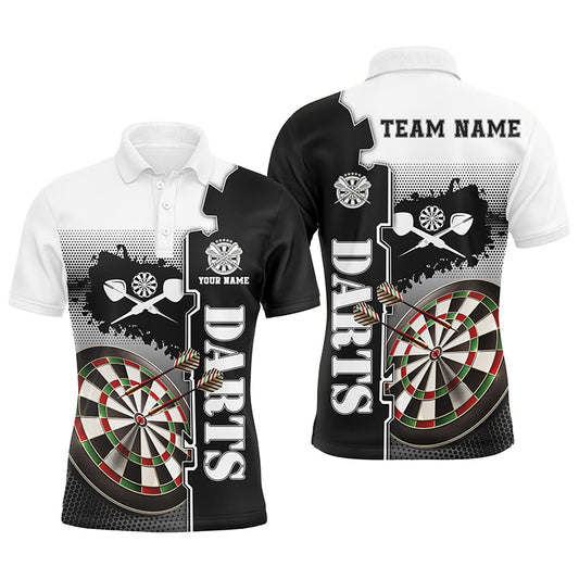 Personalized White Black Mens Darts Polo Shirt Custom Darts Shirt For Men Dart Team Jersey LDT1295