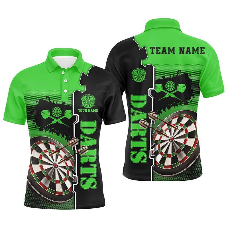 Personalized Green Black Mens Darts Polo Shirt Custom Darts Shirt For Men Dart Team Jersey LDT1296