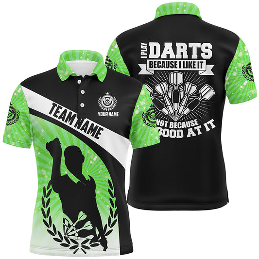 I Play Darts Because I Like It Green Halo Mens Dart Polo Shirt Custom Dart Jerseys For Men LDT1316