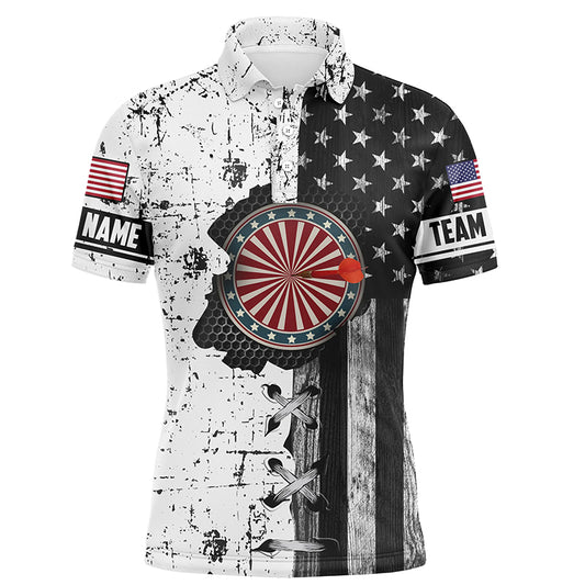 Darts In My Heart Retro American Flag Custom Polo Shirt Patriotic Dart Jersey For Men LDT0359