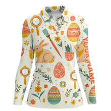 Load image into Gallery viewer, Colorful Easter Eggs &amp; Bunnies Womens Golf Polo Shirt Custom Easter Funny Golf Tops For Women LDT1333