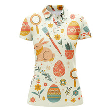 Load image into Gallery viewer, Colorful Easter Eggs &amp; Bunnies Womens Golf Polo Shirt Custom Easter Funny Golf Tops For Women LDT1333