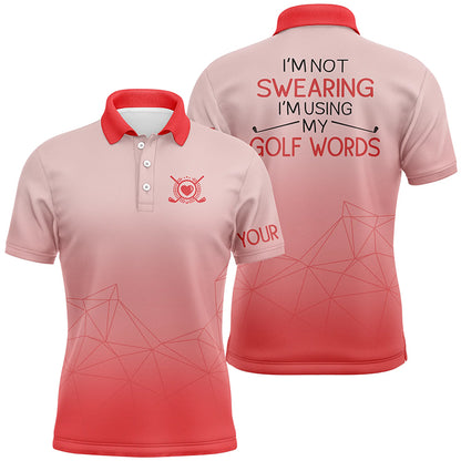 I'm Not Swearing I'm Using My Golf Words Gradient Orange Golf Polo Shirts For Men LDT0387