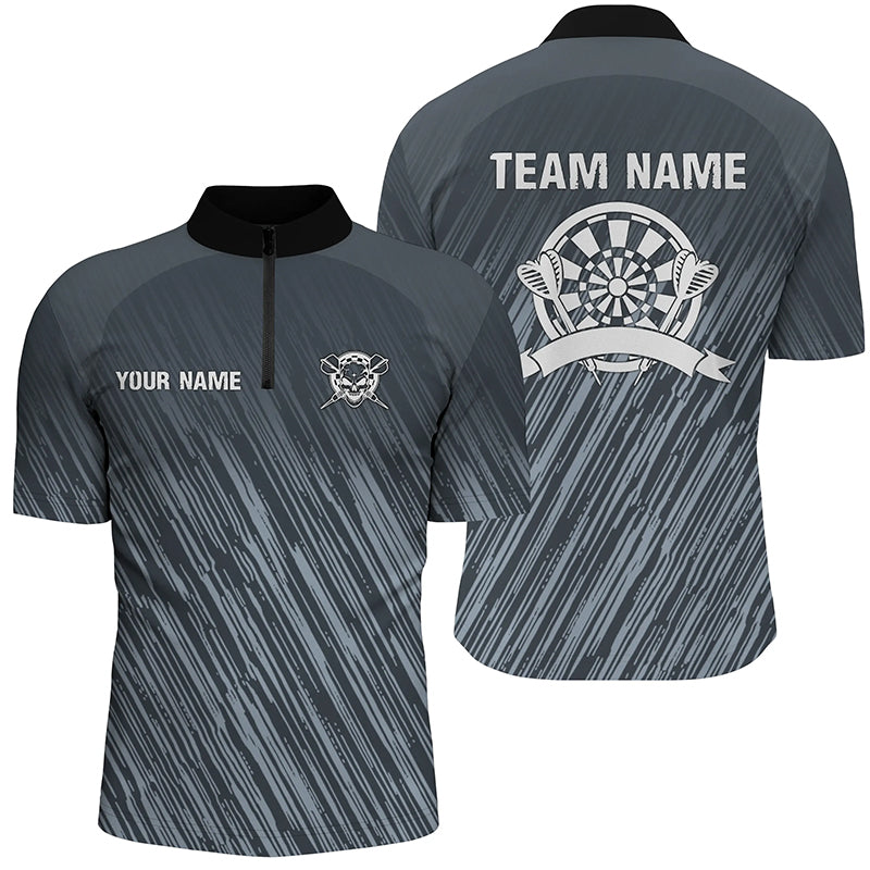 Personalized Darts Silver Stars Quarter-Zip Shirt Custom Cool Blue Darts Jersey For Men LDT0394