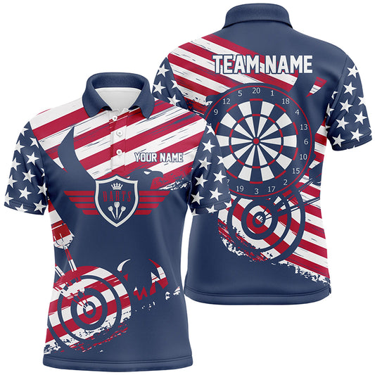 Personalized American Flag Red Blue Mens Darts Polo Shirt Patriotic Darts Jersey For Men LDT0409