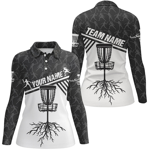 Customized Disc Golf Cross Black White Womens Polo Shirt Disc Golf Shirt For Women Golf Gifts LDT0722