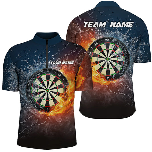 Fire & Water Dartboard Personalized Mens Darts Quarter Zip Shirt Thunder Men Darts Jersey LDT0967