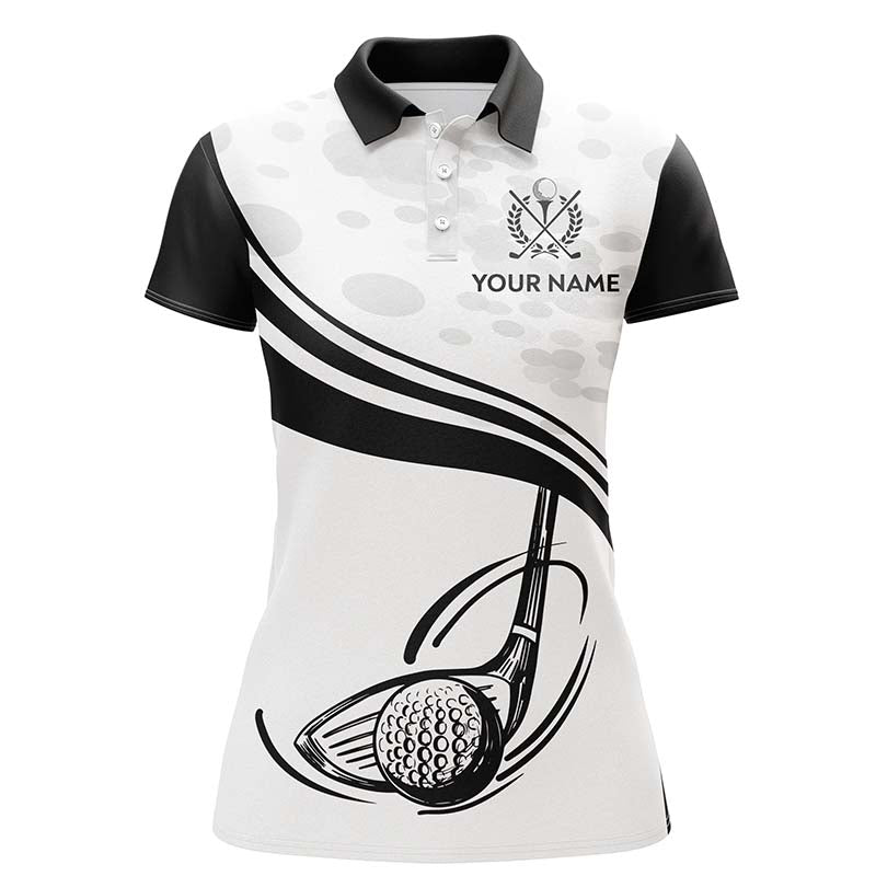 Black White Golf Ball And Club Polo Shirts Custom Cool Golf Shirts For Women Golfing Gifts LDT0463