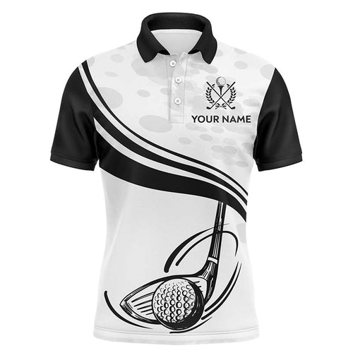 Black White Golf Ball And Club Mens Polo Shirts Custom Cool Golf Shirts For Men Golfing Gifts LDT0463