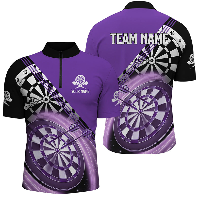 Personalized Black Purple Darts Quarter-zip Shirt Custom Darts Shirt For Men Dart Jerseys LDT1409