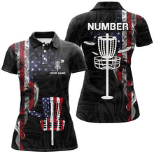 Load image into Gallery viewer, Smoky American Flag Womens Disc Golf Shirt Custom Patriotic Disc Golf Tops For Women Disc Golf Basket LDT1036