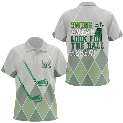 Swing Swear Look For The Ball Repeat Green Geometric Golf Clubs Kids Polo Shirt Unisex Kid Golf Tops LDT0535