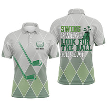 Load image into Gallery viewer, Swing Swear Look For The Ball Repeat Green Geometric Golf Clubs Mens Polo Shirt Men Golf Tops LDT0535