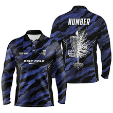 Load image into Gallery viewer, Camo Pattern Mens Golf Polo Shirts, Custom Navy Camo Golf Shirt Disc Golf Shirts For Mens, Golf Gifts LDT0056