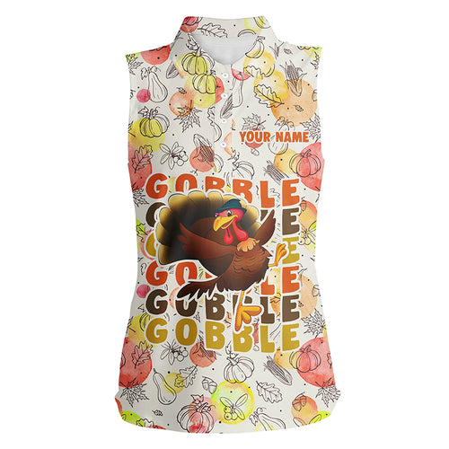 Turkey Bird Thanksgiving Golf Womens Sleeveless Polo Shirt Fall Pattern Women Golf Tops Golf Gifts LDT0875
