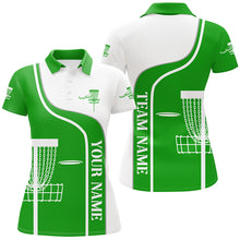 Load image into Gallery viewer, Personalized Disc Golf Basket Green White Womens Polo Shirt Custom Disc Golf Shirts For Women LDT1251