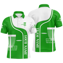 Load image into Gallery viewer, Personalized Disc Golf Basket Green White Mens Golf Polo Shirt Custom Disc Golf Shirts For Men LDT1251