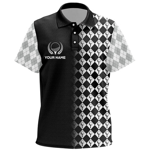 Black & White Argyle Pattern Unisex Golf Shirts For Kid Customized Cool Golf Gifts For Golf Lover LDT0893