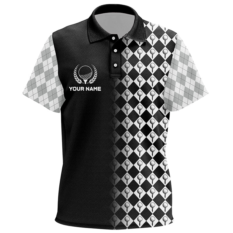 Black & White Argyle Pattern Unisex Golf Shirts For Kid Customized Cool Golf Gifts For Golf Lover LDT0893