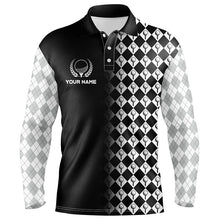 Load image into Gallery viewer, Black &amp; White Argyle Pattern Golf Shirts For Men Customized Cool Golf Gifts For Golf Lovers LDT0893