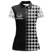 Load image into Gallery viewer, Black &amp; White Argyle Pattern Golf Shirts For Women Customized Cool Golf Gifts For Golf Lover LDT0893